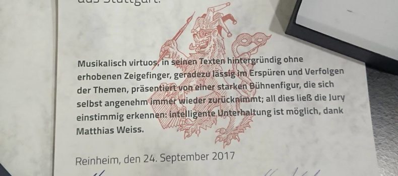 +++ MATTHIAS WEISS GEWINNT REINHEIMER SATIRELÖWEN +++